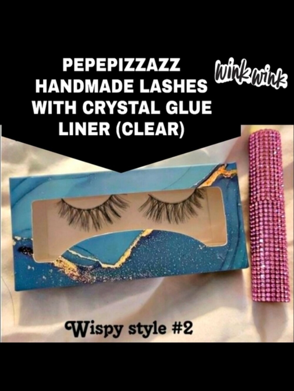 GORGEOUS LONG WISPY LASHES HANDMADE W/ AMAZING CLEAR WATERPROOF GLUE GLAM CASE
